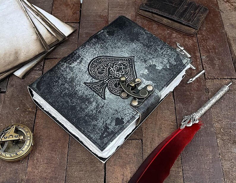 Ace of Spade Shadow Spellcraft Vintage Leather Journal