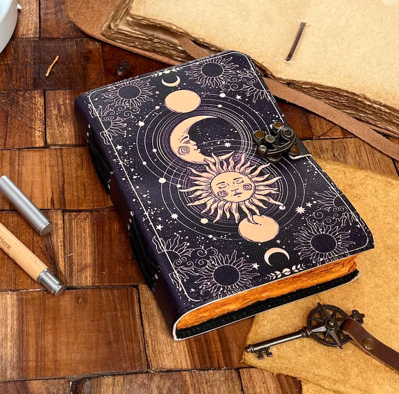 Astrological Celestial Sun & Moon Leather Journal