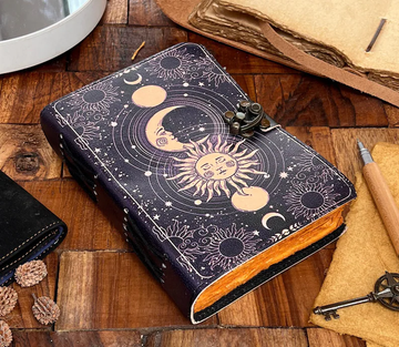 Astrological Celestial Sun & Moon Leather Journal